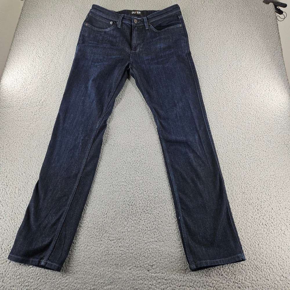DU/ER Slim Fit Jeans Mens 32x32 Blue Dark Indigo Stretch Performance Denim